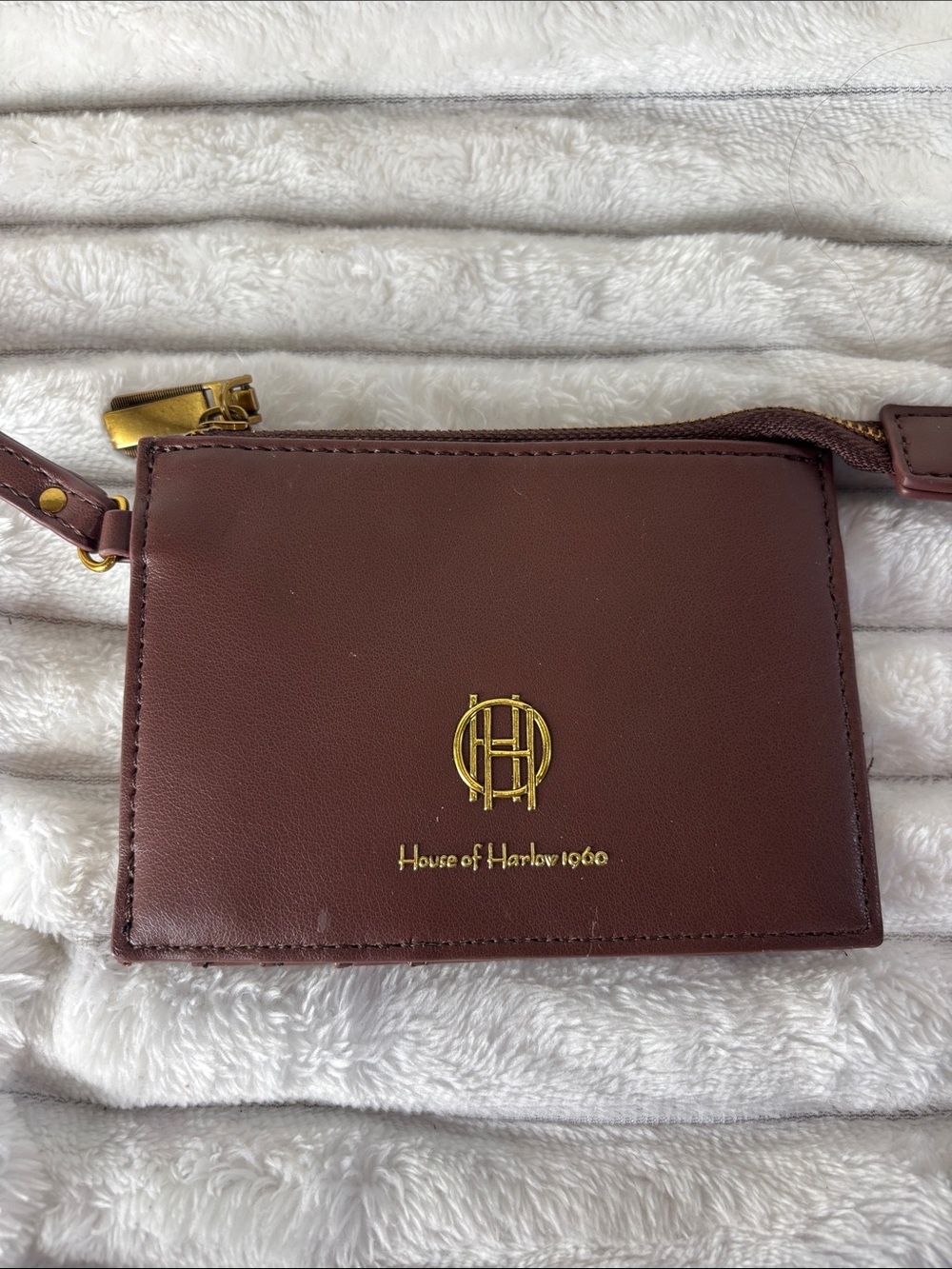 House of Harlow 1960 Brown Leather Wristlet Card Case